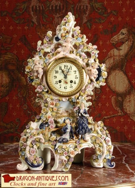 Stunning Porcelain Boudoir Table Clock by Japy Freres